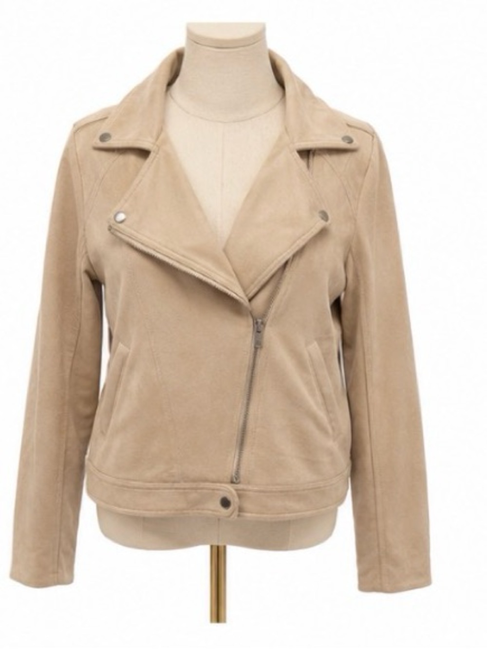 Lulus Large Beige Faux Suede Moto Jacket